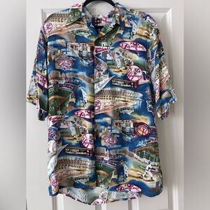Reyn Spooner Yankees Themed Button Down Shirt - Blue and Green